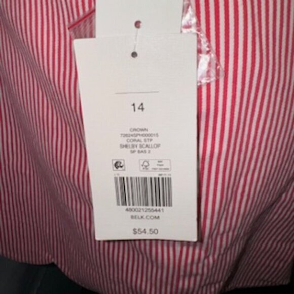 Crown & Ivy Ladies Watermelon and white striped shorts size 14 NWT. 4” inseam. S - Picture 12 of 12